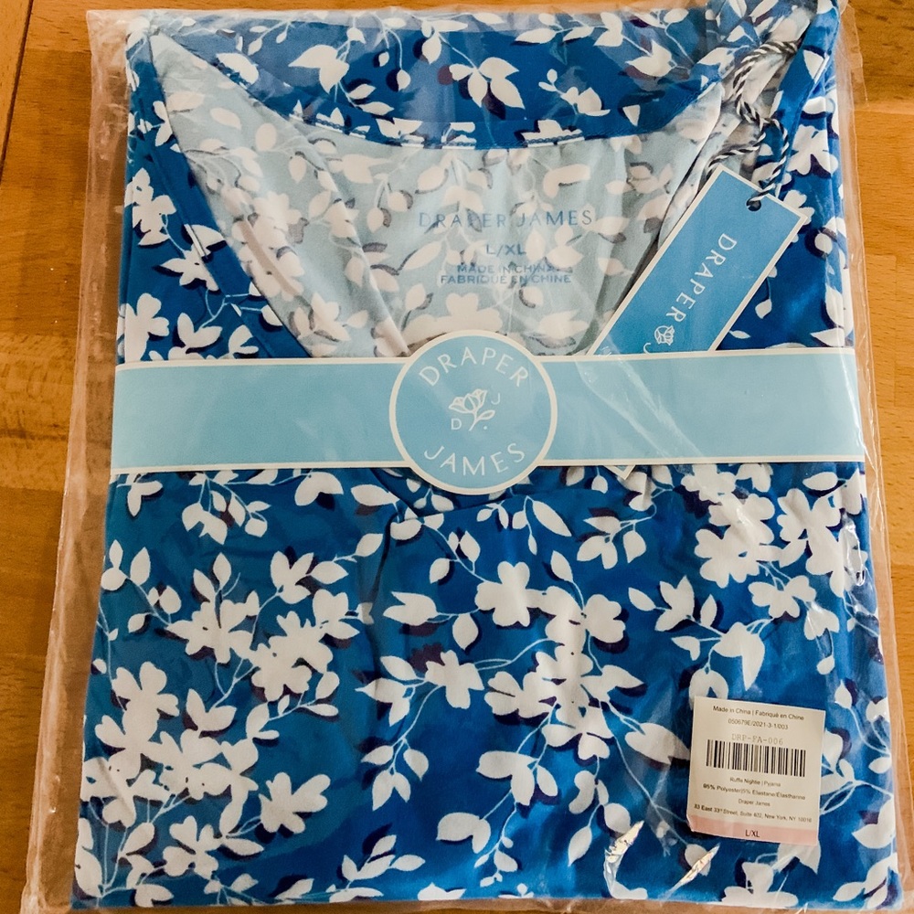 Draper James Ruffle Nightie in Blue Shadow Floral